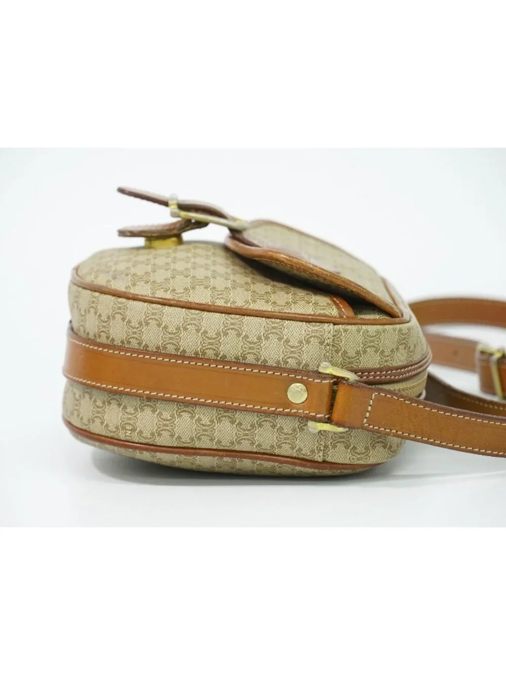 Celine Macadam Shoulder Bag Pochette Beige